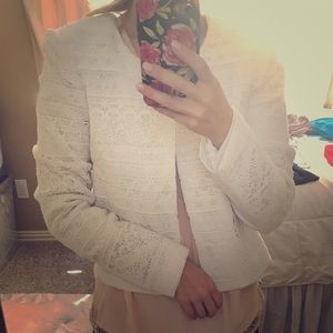 White Lace Under Skies Blazer Jacket